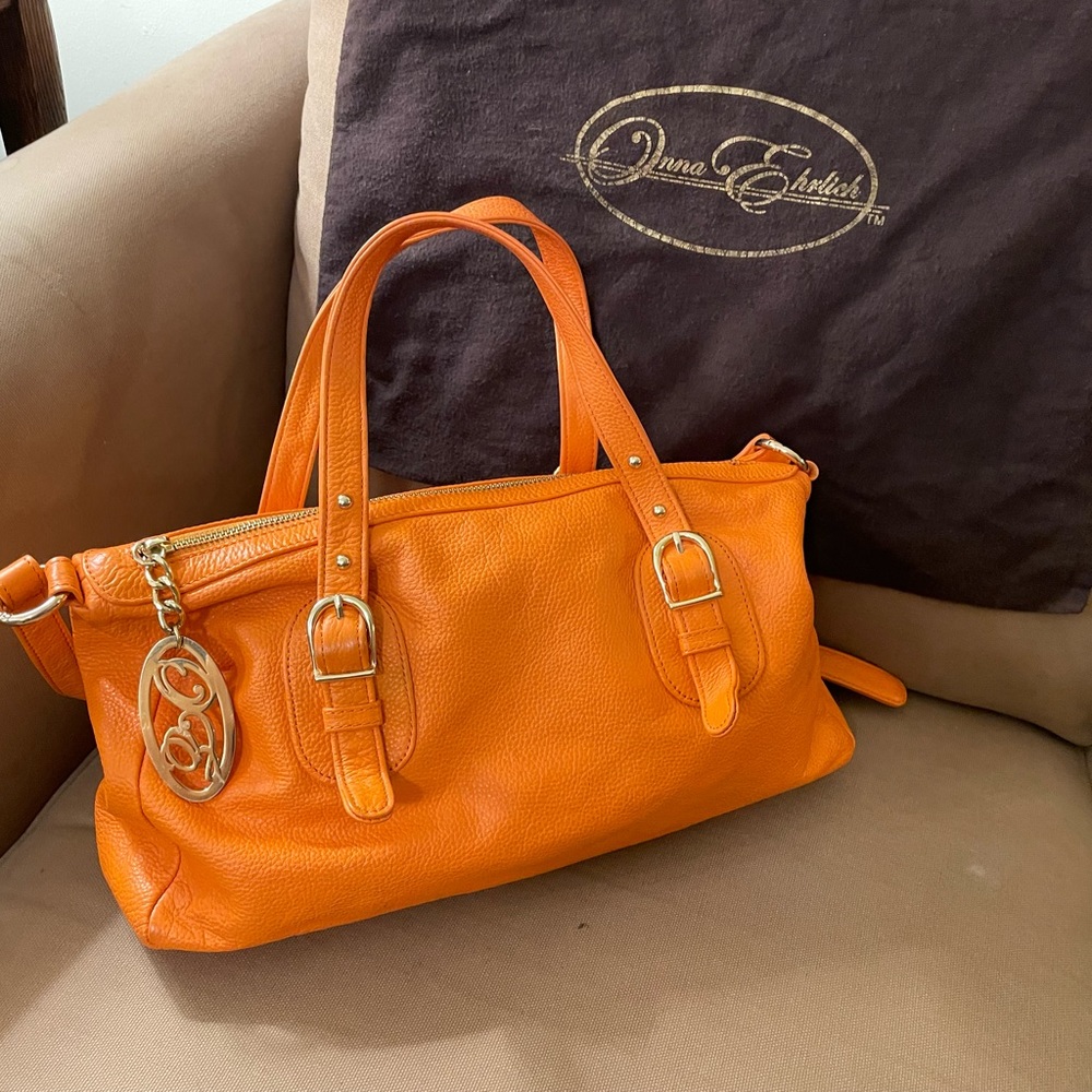 ONNA EHRLICH ORANGE LEATHER HOBO/SHOULDER BAG